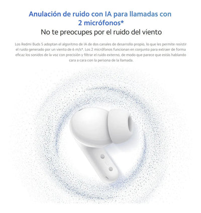 Xiaomi Redmi Buds 5, Auriculares Táctil Anc Manos Libres, Wh Blanco