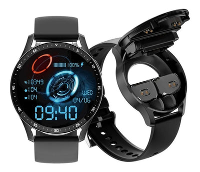 Reloj Smart Watch Fralugio Gt5 2 En 1 Con Audífonos Wireless Negro