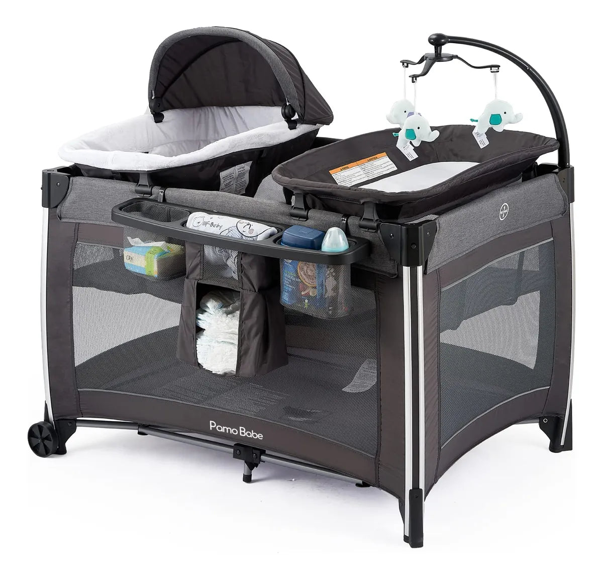 Cuna Portátil 4 En 1 Para Bebé Plegable De Viaje Gris