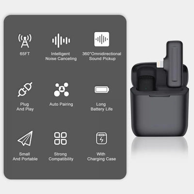 Microfono Lavalier Inalambrico Lightning Con Estuche Carga