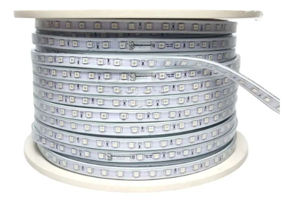 Manguera Navideña Plana Roja 60 Led Mt Rollo 50mt 110v Ip65 Rojo