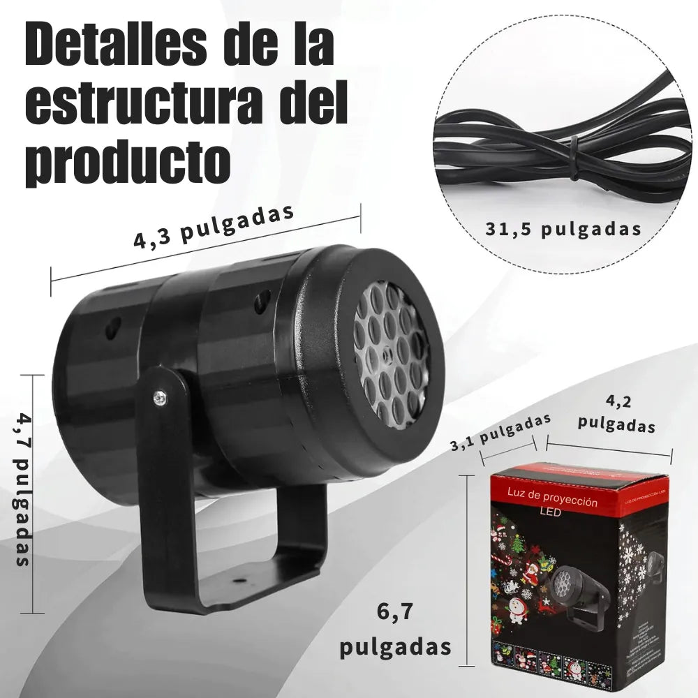 Proyector Led Navidad Figuras Interior Giratorio Multicolor