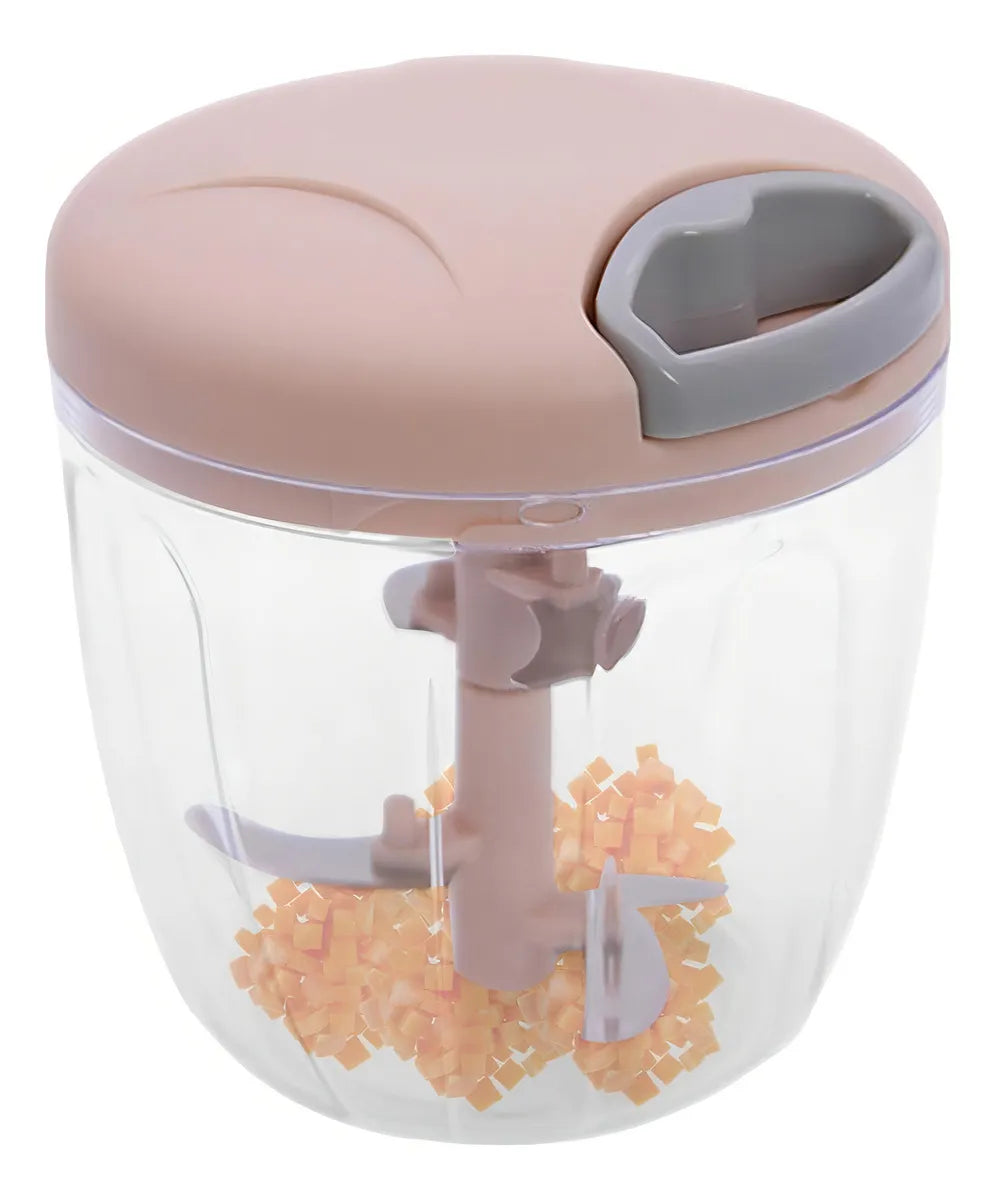 Picadora Manual Triturador Cortador Vegetales Verduras Color Rosa