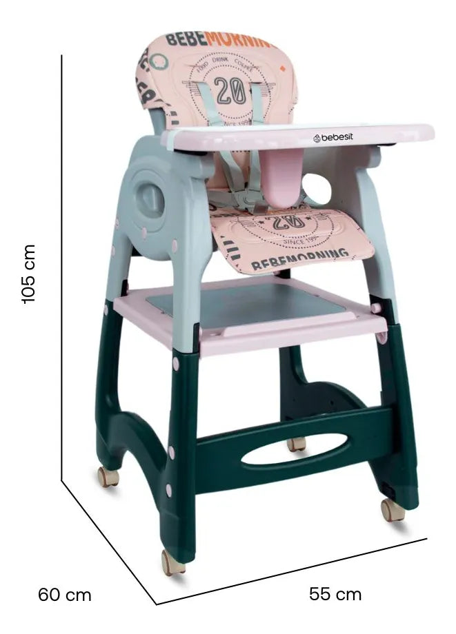 Silla Comedor Bebe 3 En 1 Comedor Escritorio Niña Color Rosa Duo
