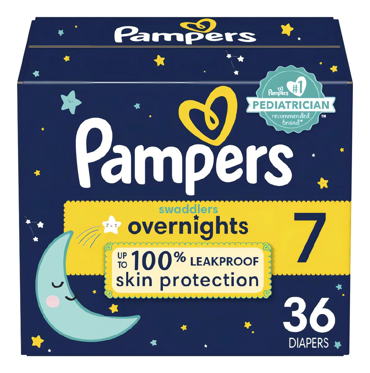 Pampers Swaddlers Overnights Panales - Talla 7, 36 Unidades
