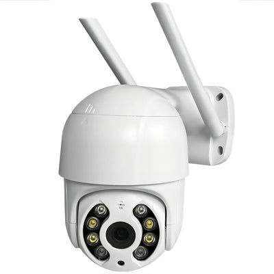 Cámara de seguridad WiFi para exteriores, 2 megapíxeles, sonido, visión nocturna, color blanco