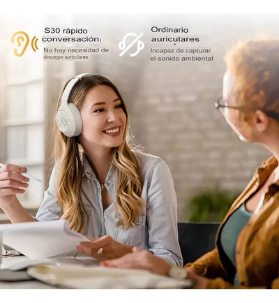 Haylou S30 Pro Anc Audífonos Diadema Gamer Inalámbricos/con Micrófono, Bluetooth 5.4, Llamadas Manos Libres, Cancelación De Ruido Adaptativa De - 43db, Controlador 40mm, 80h Reproducción, Blanco