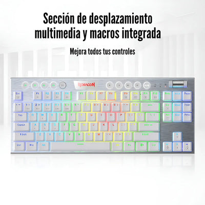 Teclado Gamer Inalámbrico Redragon Horus K621w Tkl Blanc Rgb Idioma Español Latinoamérica Color Del Teclado Blanco
