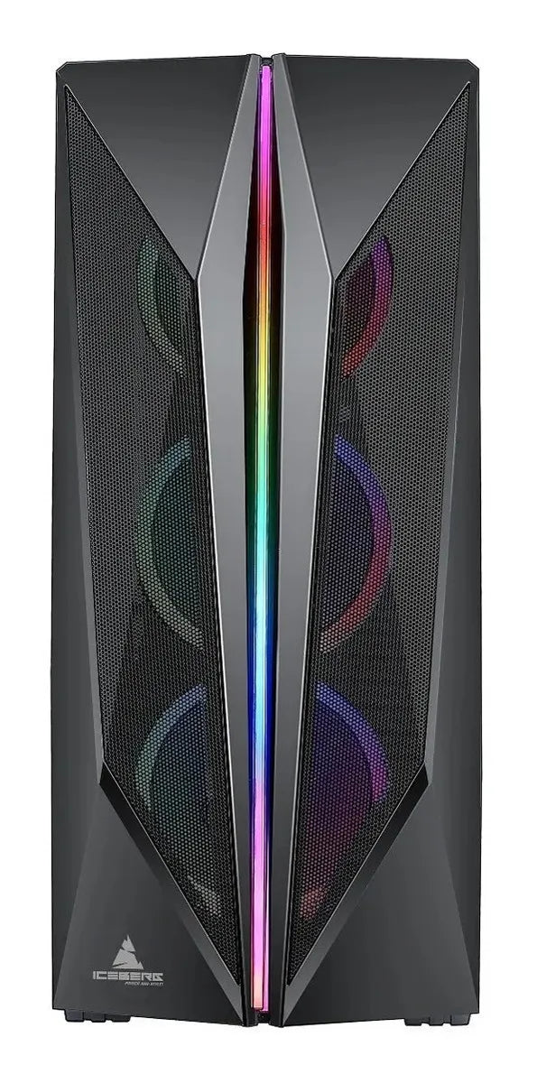 Chasis Gabinete Gamer Iceberg Flow X Argb X4 Ventiladores Color Negro