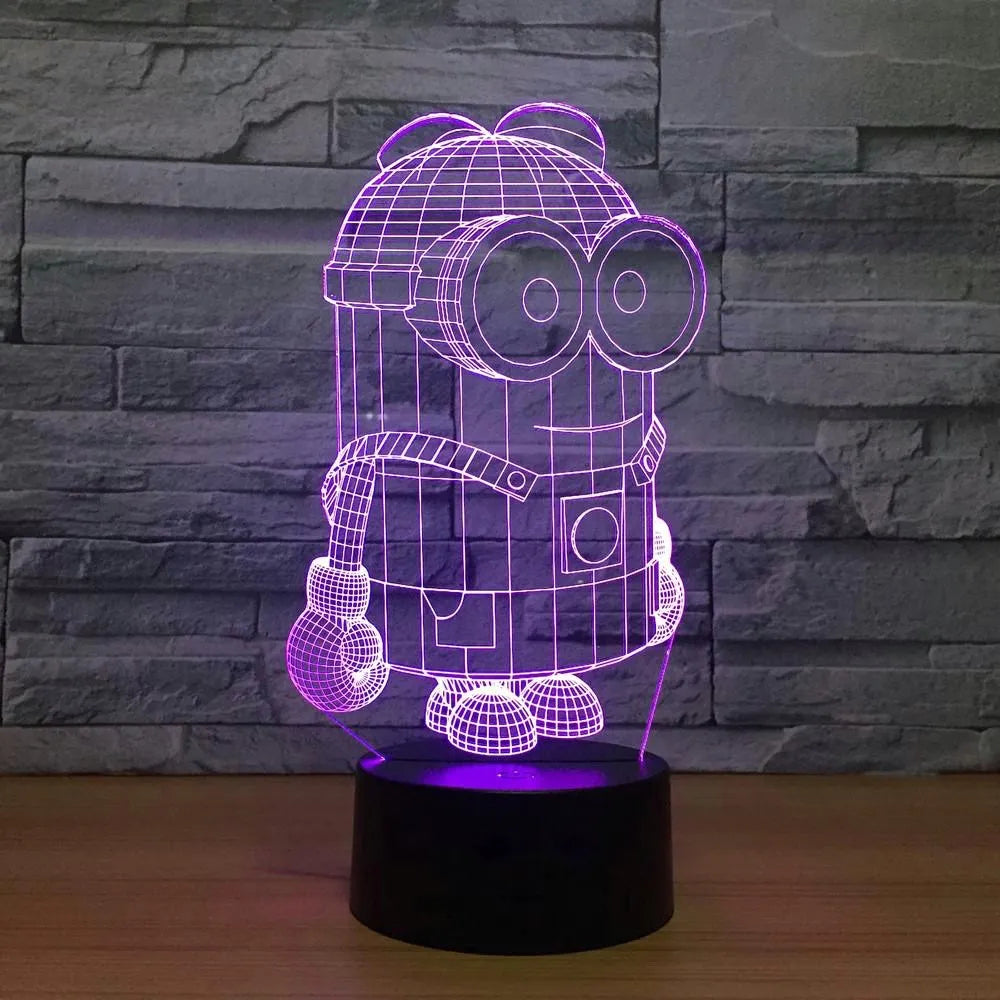 Lámpara De Noche Led 3d Minions Holograma Regalo Decoración Negro