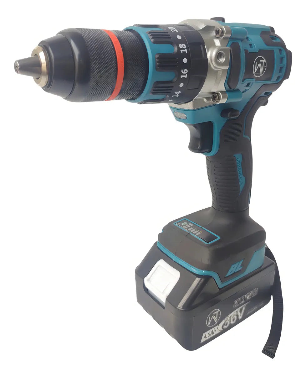 Taladro Percutor Inalámbrico Mandril 1/2 Brushless Color Azul Frecuencia 60hz