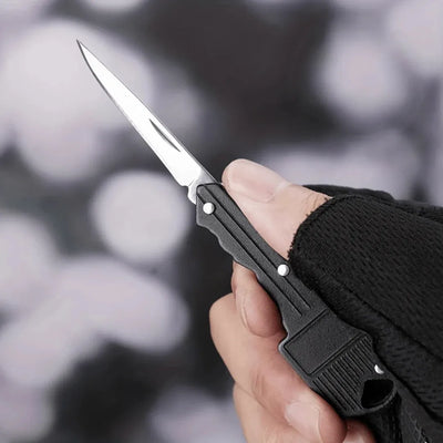 Cuchillo Supervivencia Navaja Táctica Camping Llave Llavero Negro