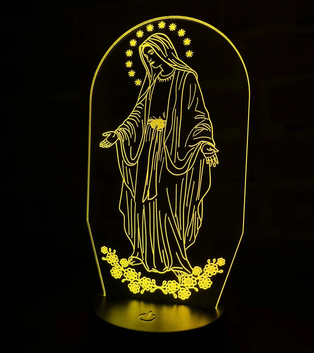 Lámpara Led Virgen Milagrosa Holograma Decoración Regalo Negra