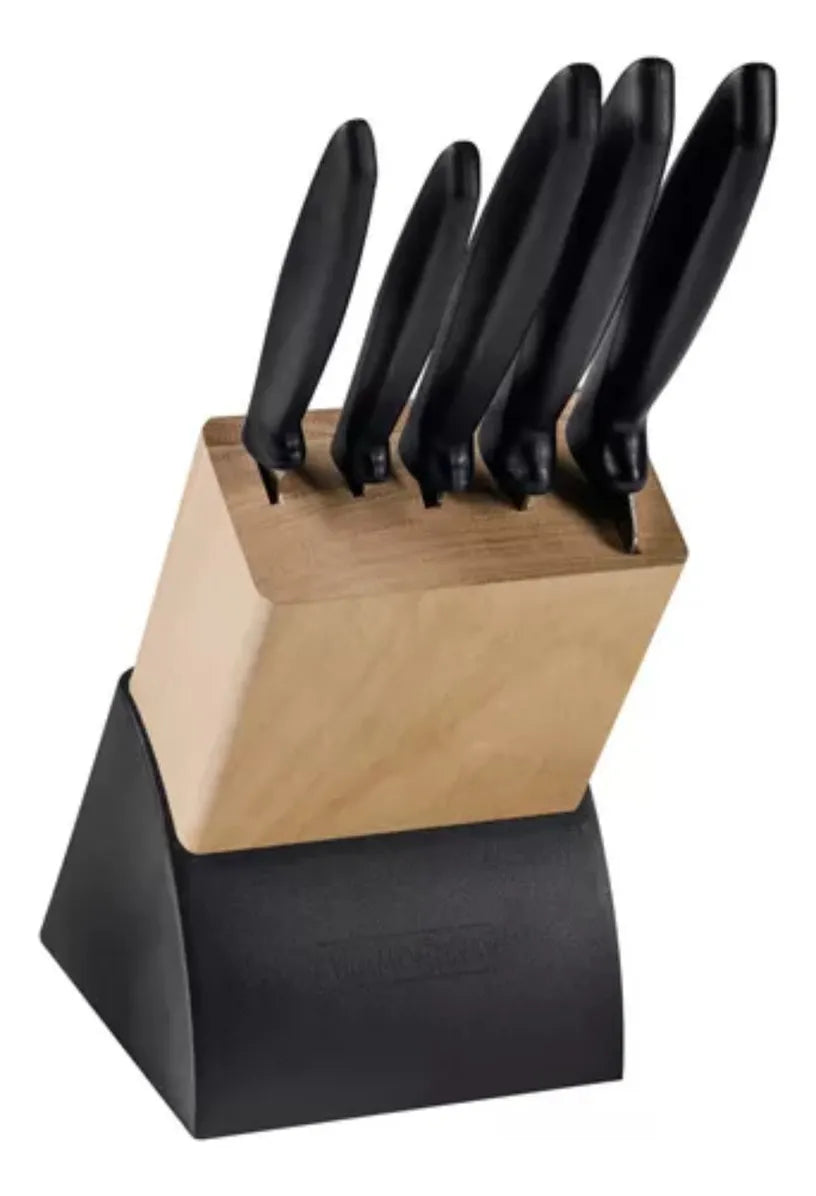 Cuchillos Tramontina Plenus en Acero Inoxidable y Polipropileno Negro 6 Piezas