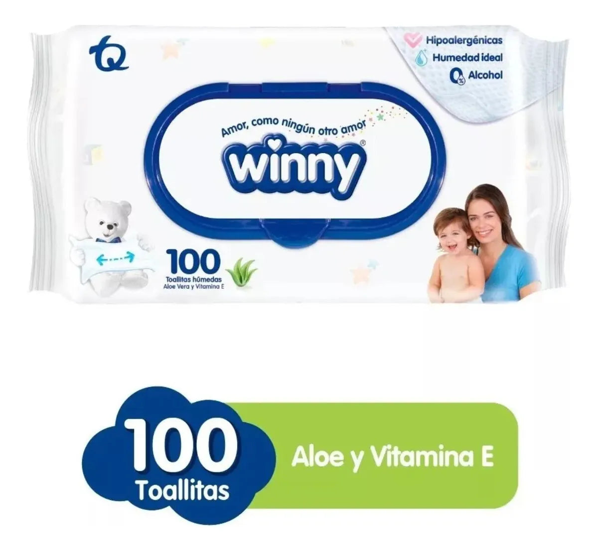 Toallitas Humedas Winny X100 Und Aloe Vera & Vitamina 6 Pack