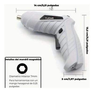 Destornillador Inalámbrico Recargable Eléctrico Impacto - Gris