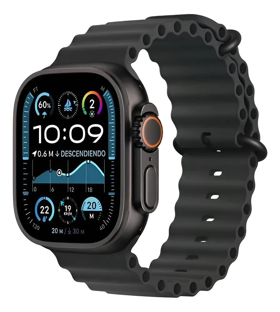 Smartwatch Ultra Display De 1.99 Con Correa De Gel Silicona Negro Negro