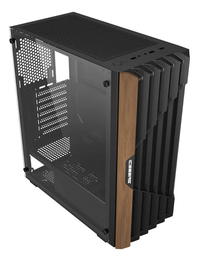 Gabinete Gamer Iceberg Wood Core 6 Ventiladores Argb Negro