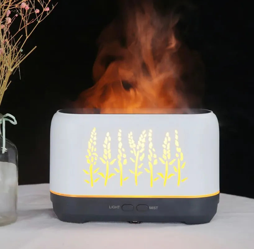 Humificador Difusor De Aromas Efecto Fuego Chimenea - Blanco