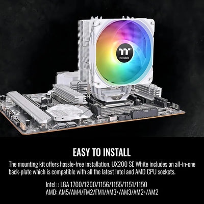 Disipador Cpu Por Aire Intel Amd- Thermaltake Ux200 Se Argb Led Argb White