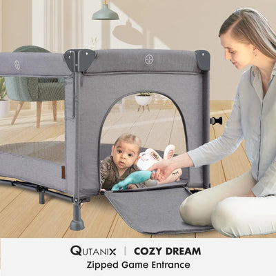 Qutanix Corralito De Bebe 2 En 1, Cuna Portatil Plegable Fac