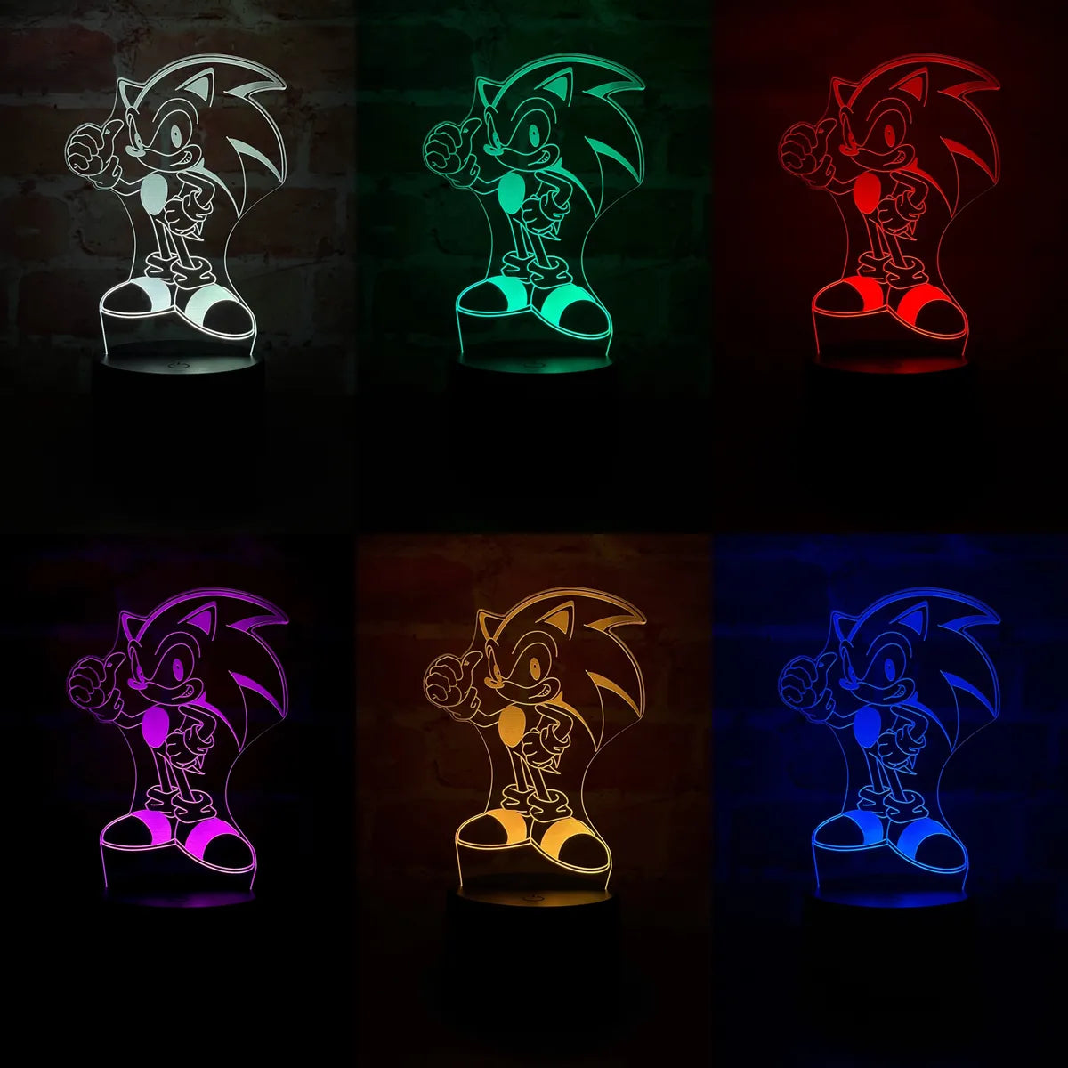 Lámpara De Noche Led Sonic Holograma Decoración Regalo Negro