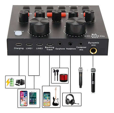 Mezclador Tarjeta Externa Sonido Usb Audio Música Rondon Color Varios
