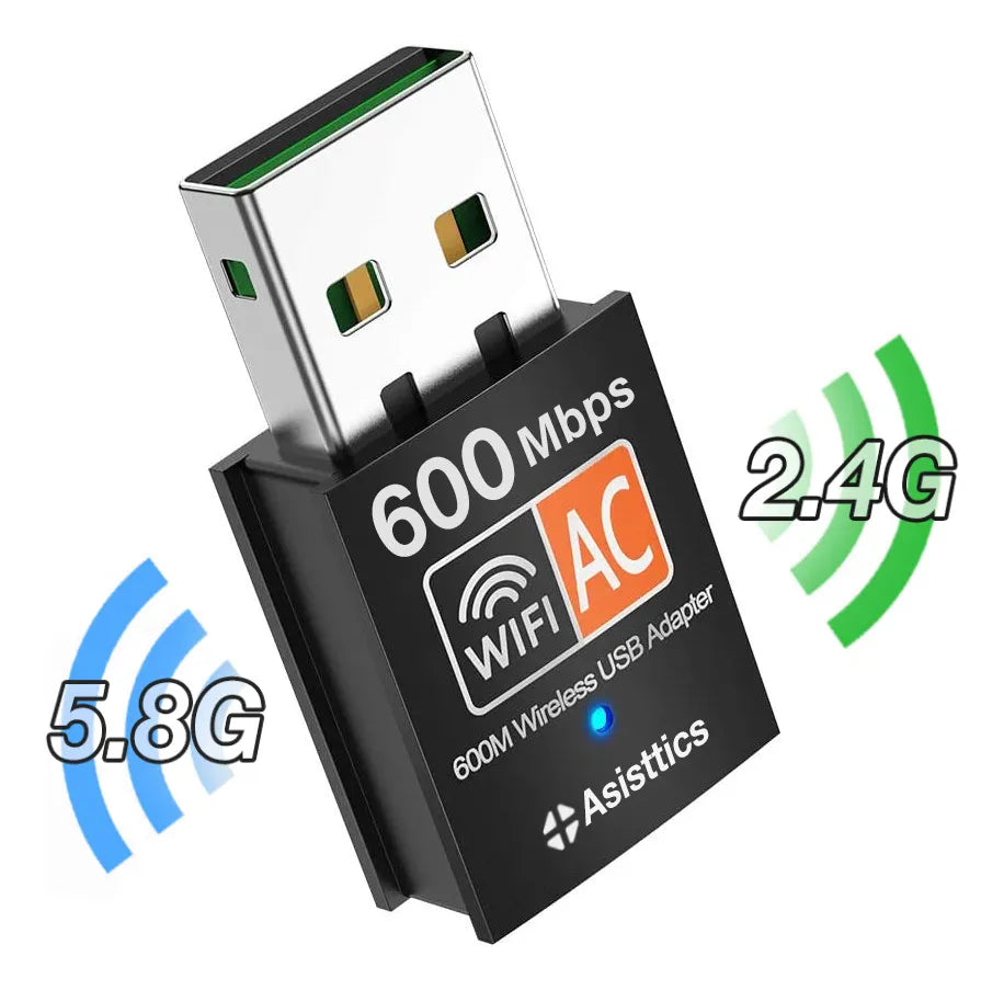 Adaptador Wifi Usb 5g Tarjeta Red Pc Ac 600 Doble Banda Dual