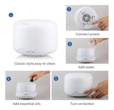 Difusor De Aromas De 300ml Luces Y Control, Incluye Esencia - Blanco