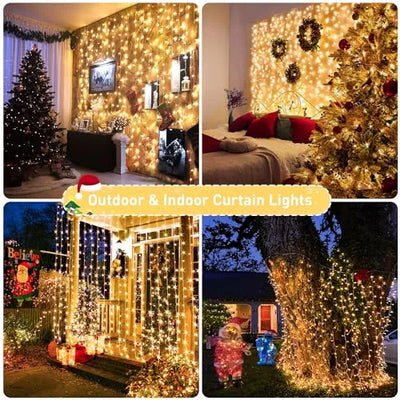 900led Luces De Cortina Navideñas Para Exteriores, 9.5x29.5f