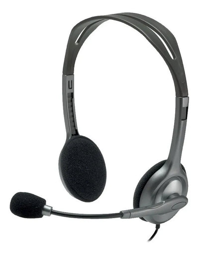 Auriculares Logitech Com Microfono Oficina H111 981-000612 Ajustable Gris