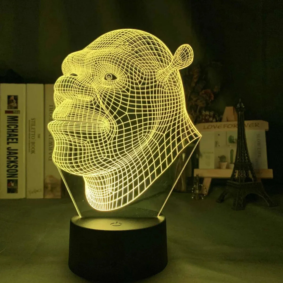 Lámpara De Noche 3d Led Shrek Holograma Regalo Decoración - Negra