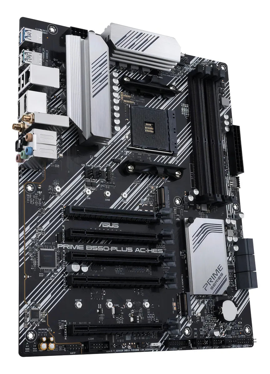 Asus Prime B550-plus Ac-hes Amd Am4 (5ª Generación Ryzen lista) Atx Motherboard (dual M.2, Pcie4.0, Wifi5, 1gb Ethernet, Sata 6 Gbps, Usb 3.2 Gen 2 Tipo-c, Frontal Usb 3.2 Gen 1 Tipo-c Y Cec Tier Ii)
