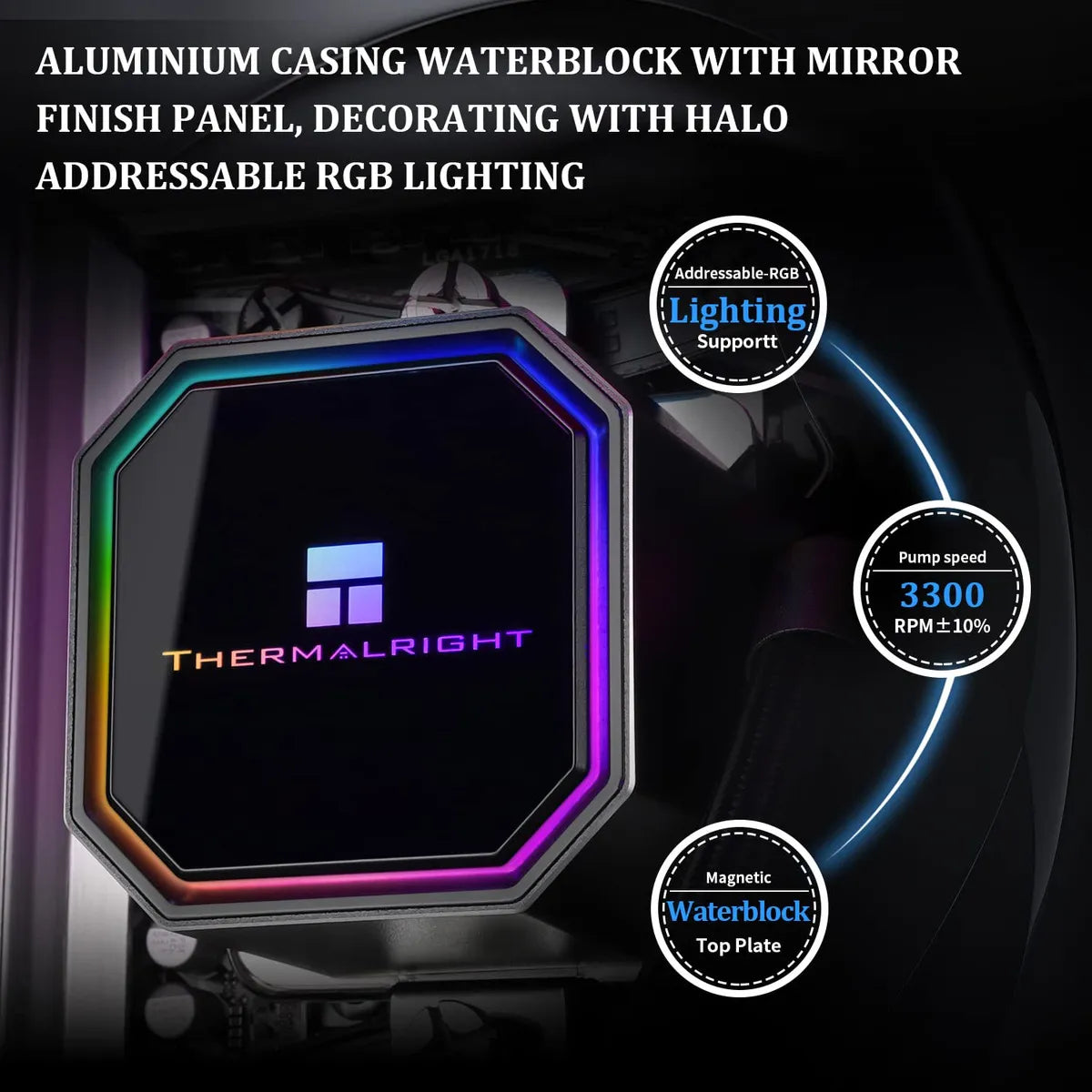 Thermalright Frozen Prism 240 Black Argb Enfriador Para Cpu Con Ventilador Argb De 4.724 In Lga1700/1150/1151/1200/2011