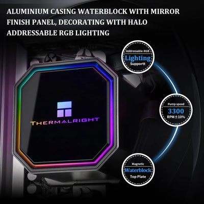 Thermalright Frozen Prism 240 Black Argb Enfriador Para Cpu Con Ventilador Argb De 4.724 In Lga1700/1150/1151/1200/2011