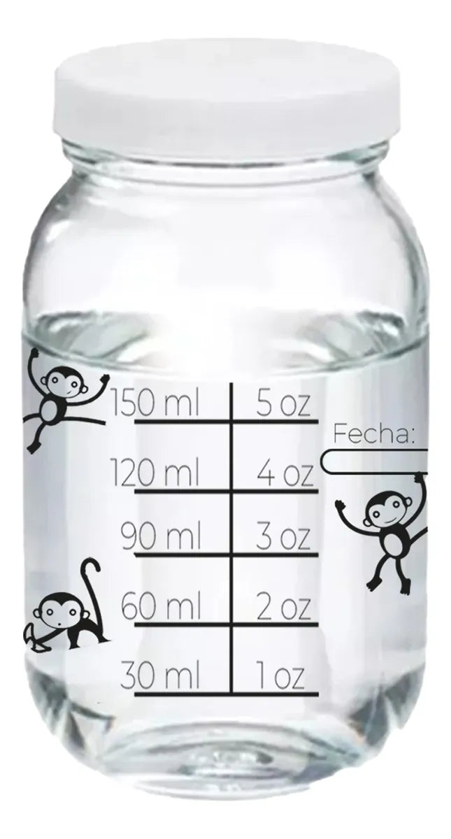 6 Frascos Medidor Envase Vidrio Almacenar Leche Materna 8 Oz