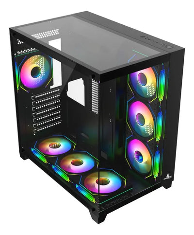 Chasis Gabinete Gamer Iceberg Crystal Cube Xl Negro X7 Fan Argb