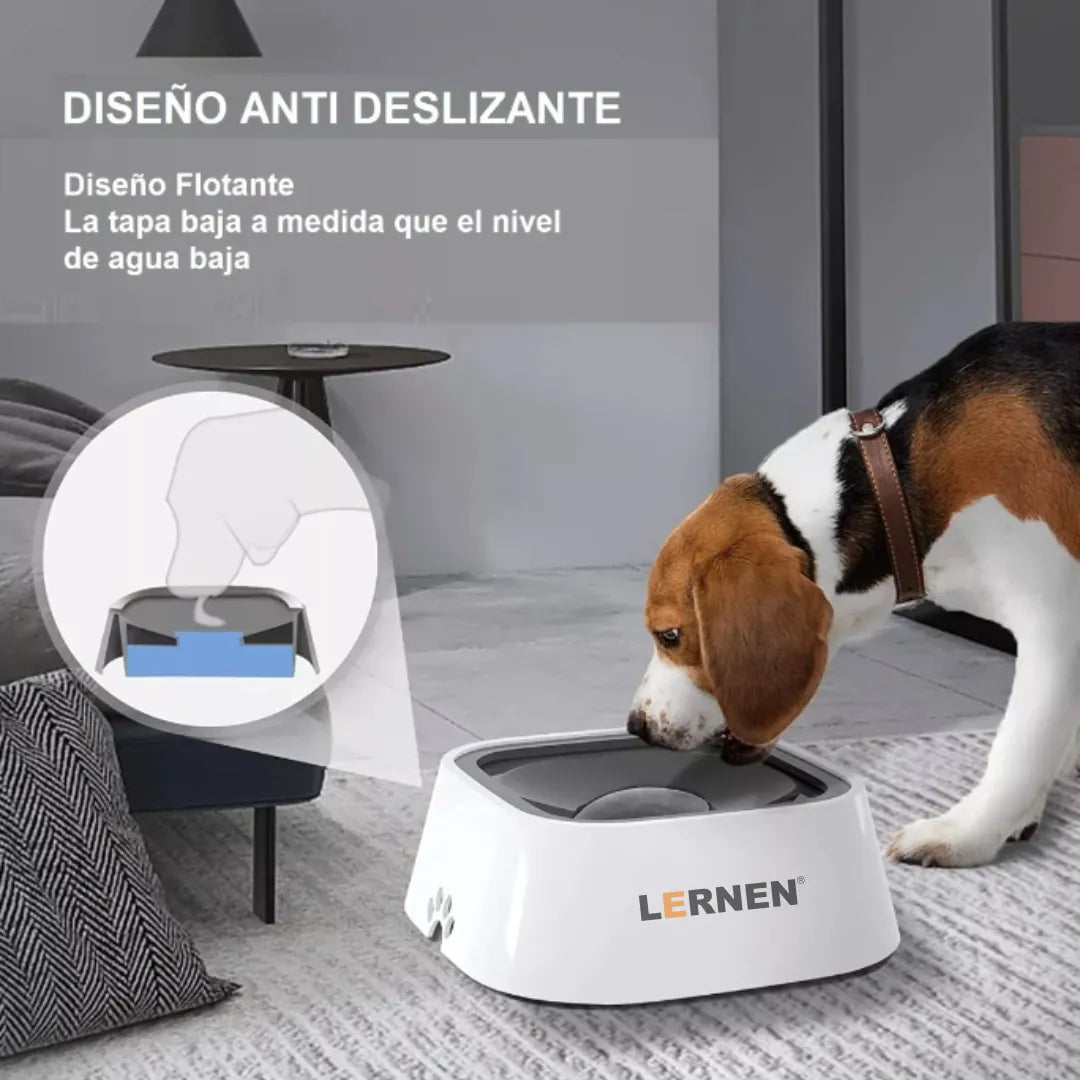 Plato Bebedero Antiderrame De Agua Mascotas Perros Gatos 1 L Blanco