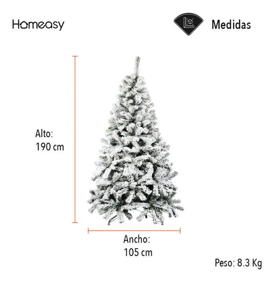 Árbol Artificial De Navidad Nevado 1.90 Color Verde