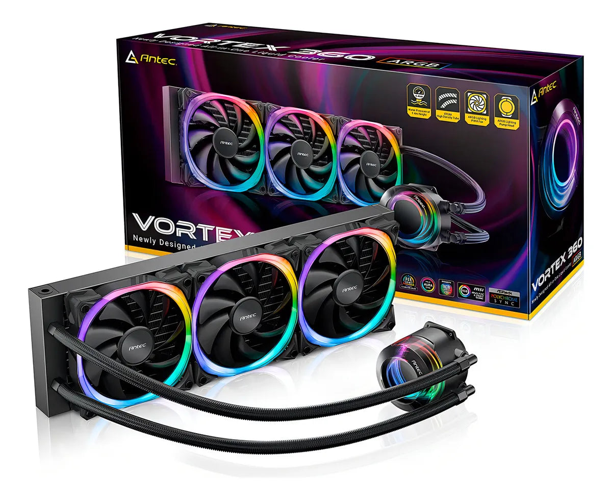 Enfriador de agua Aio Antec Vortex 360 Preto Argb 360mm