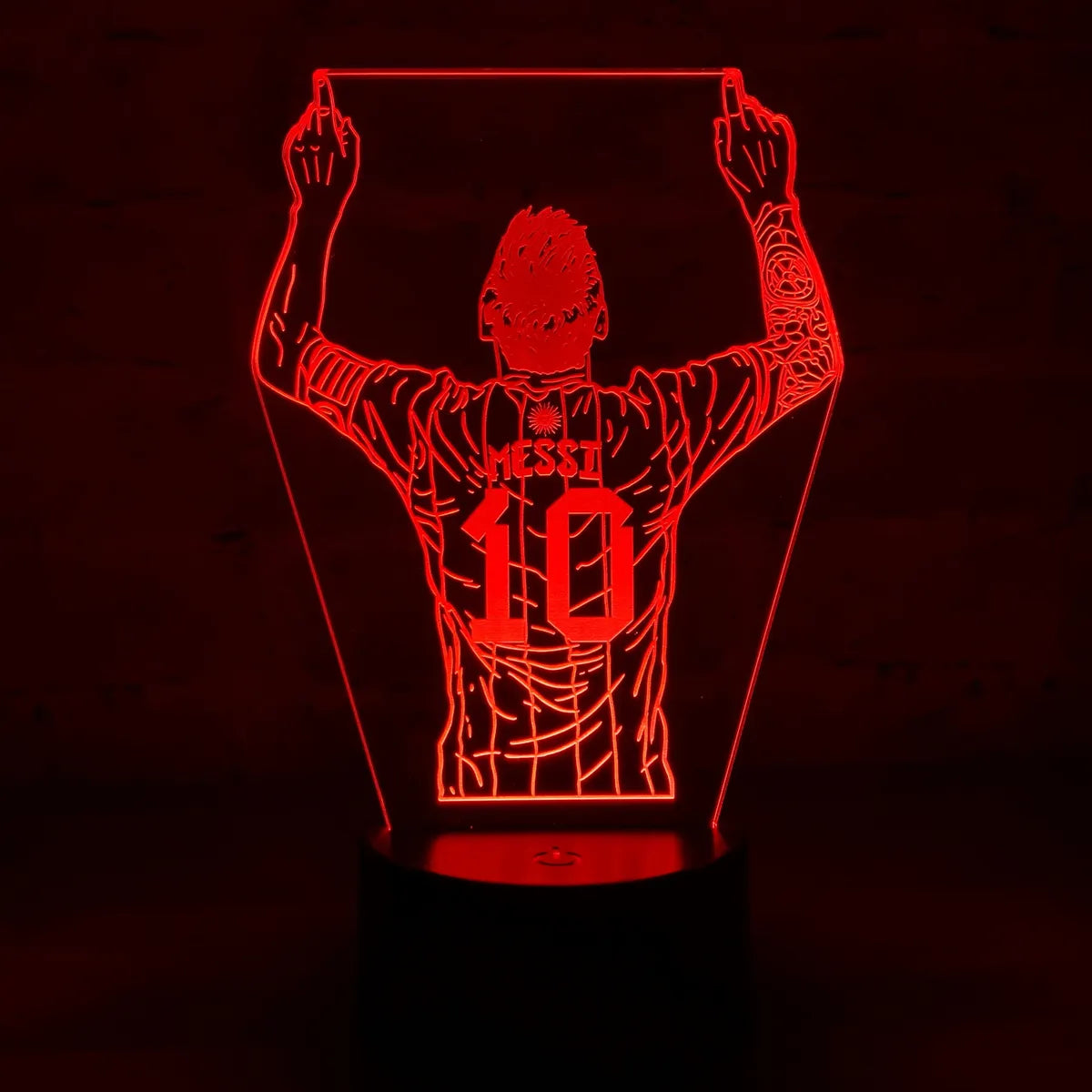 Lámpara Led Messi Fútbol Decoración Regalo Holograma - Negra