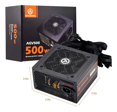 Fuente de poder 500w 80+ bronze Aresgame Agv500 color negro