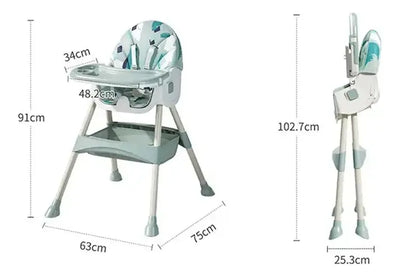 Silla De Comer Para Bebé 2 En 1 Mecedora Color Azul Niños