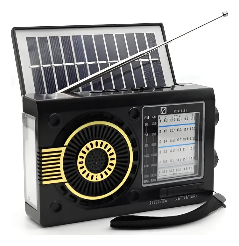 Radio Altavoz Bluetooth 3 Bandas Mp3 Recargable Panel Solar Diseño