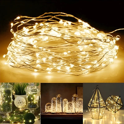 Luz Micro Led Con Pilas Alambre Hada Extension Larga X6 Cálida