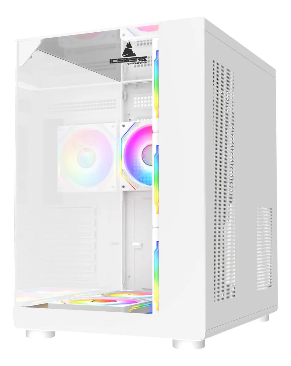 Chasis Gamer Iceberg Crystal Cube S Black 6 Fans Argb Blanco
