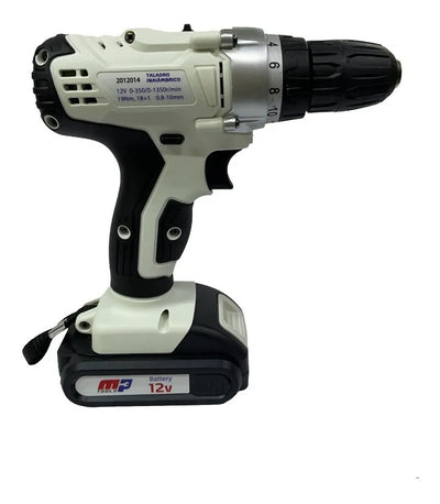 Taladro Inalambrico Mptools 3/8 Percutor 12v Profesional - Blanco