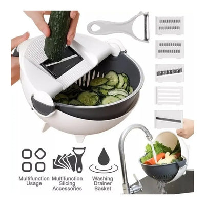 Cortador Picador Rallador De Verduras Con Cesta Giratoria