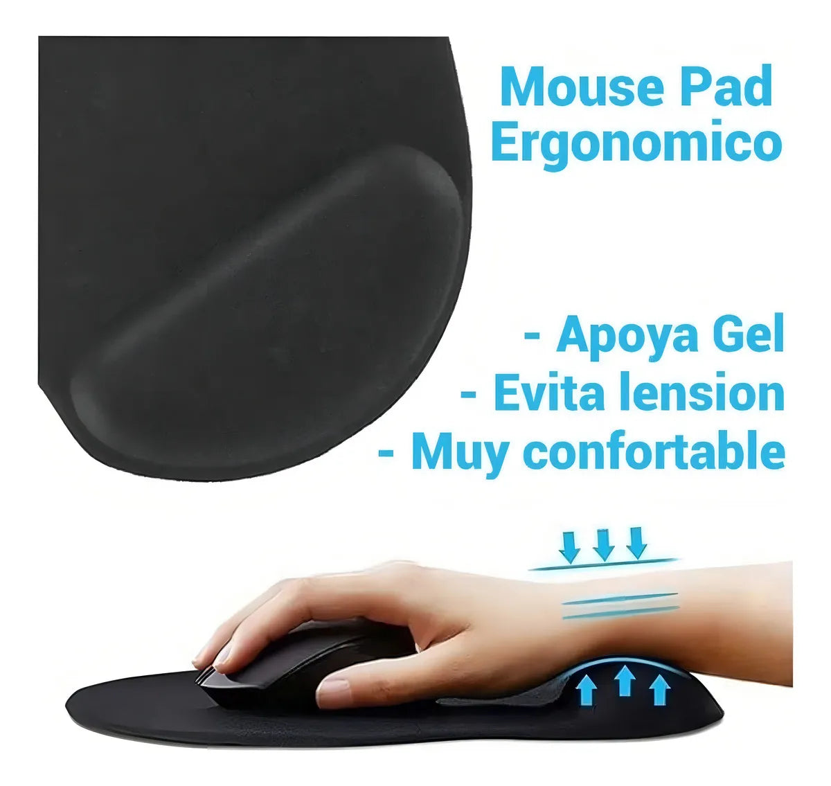 Mouse pad multilaser ac024 reposa muñecas gel color negro