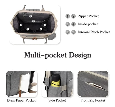 Mochila 3 En 1 Pañalera Cuna Y Mudador Portátil Para Bebés